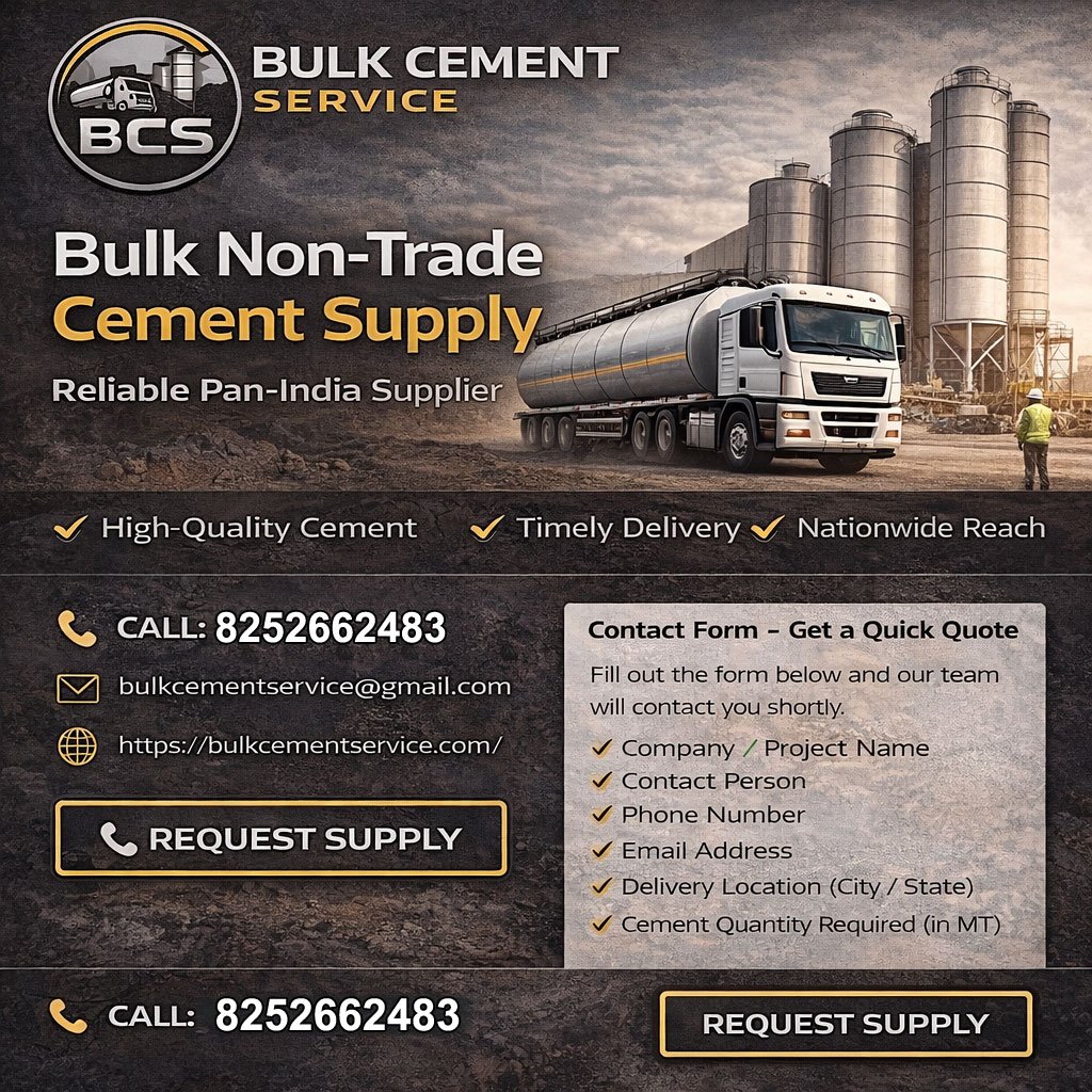 Bulk Non-Trade Cement Supplier in India | Pan-India Supply